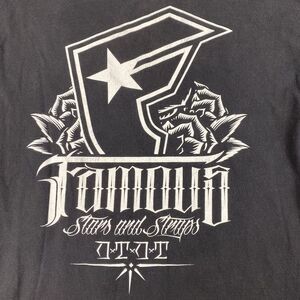 Vintage Famous Stars T-Shirt Men's L Stars and Straps Short Sleeve Black & White